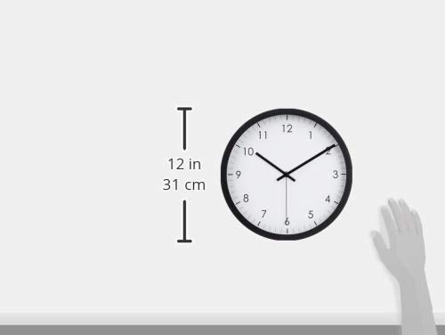 Amazon Basics Wanduhr (30cm): Batteriebetrieben, Rund, Leicht Ablesbar, Lautlose