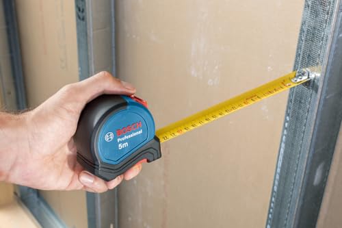 Bosch Professional Maßband (5m) | Aluminiumgehäuse, Magnethaken, Einhandbedienung