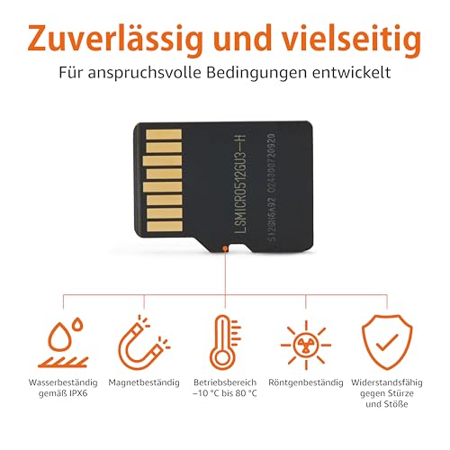 Amazon Basics microSD-Karte 512 GB | UHS-I U3 A2, bis zu 200 MB/s, für 4K/5K-Video