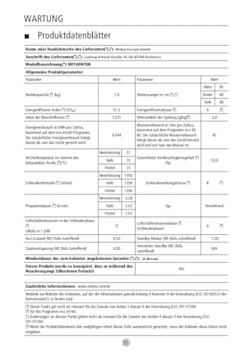 Midea (MF10EW70B) Waschmaschine (7kg): Inverter Quattro Motor & Dampffunktion