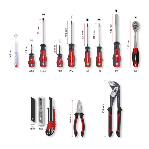 Original Einhell E-CASE 80-tlg. Werkzeugkoffer (Werkzeug-Set für die Werkstatt oder zu Hause))