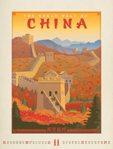 Travel Time Poster Calendar 2026 | High-quality vintage calendar in large portrait format (50x66cm)