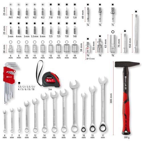 Original Einhell E-CASE 80-tlg. Werkzeugkoffer (Werkzeug-Set für die Werkstatt oder zu Hause))
