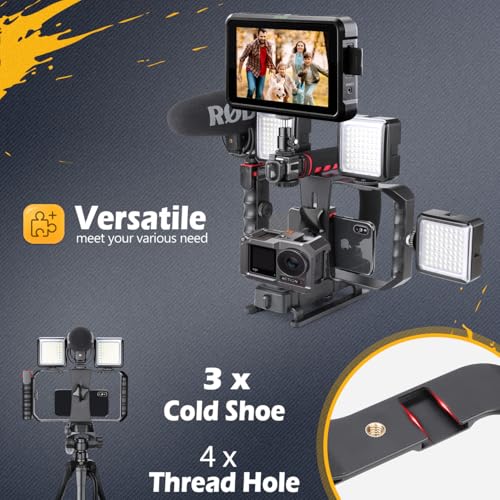 Triple handheld stabilizer for action cameras, DSLRs and smartphones