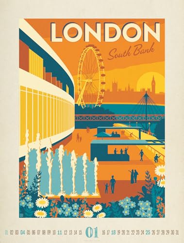 Travel Time Poster Calendar 2026 | High-quality vintage calendar in large portrait format (50x66cm)