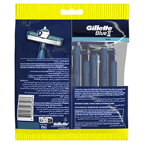 Gilette Blue2 Plus | Disposable Blades for Men (20 Pack)