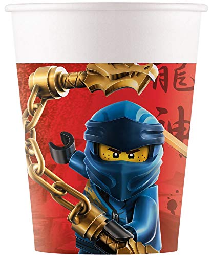 Ninjago Party-Set (44-teilig) mit Teller, Becher, Servietten + Papiertrinkhalme für 8 Kinder