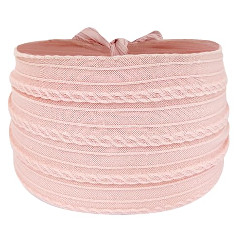 Baby Girl Turban Elastic Headband Bow (Set of 2 in Pink and White)