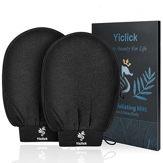 Yiclick Koreanische Peeling-Handschuhe für Bad, für Damen und Herren (Schwarz)