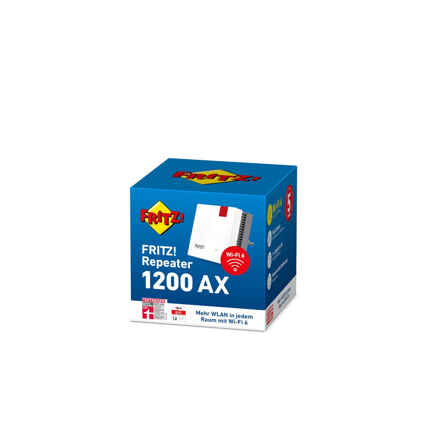 AVM FRITZ!Repeater 1200 AX - WLAN Mesh Repeater mit Wi-Fi 6 & Gigabit-LAN