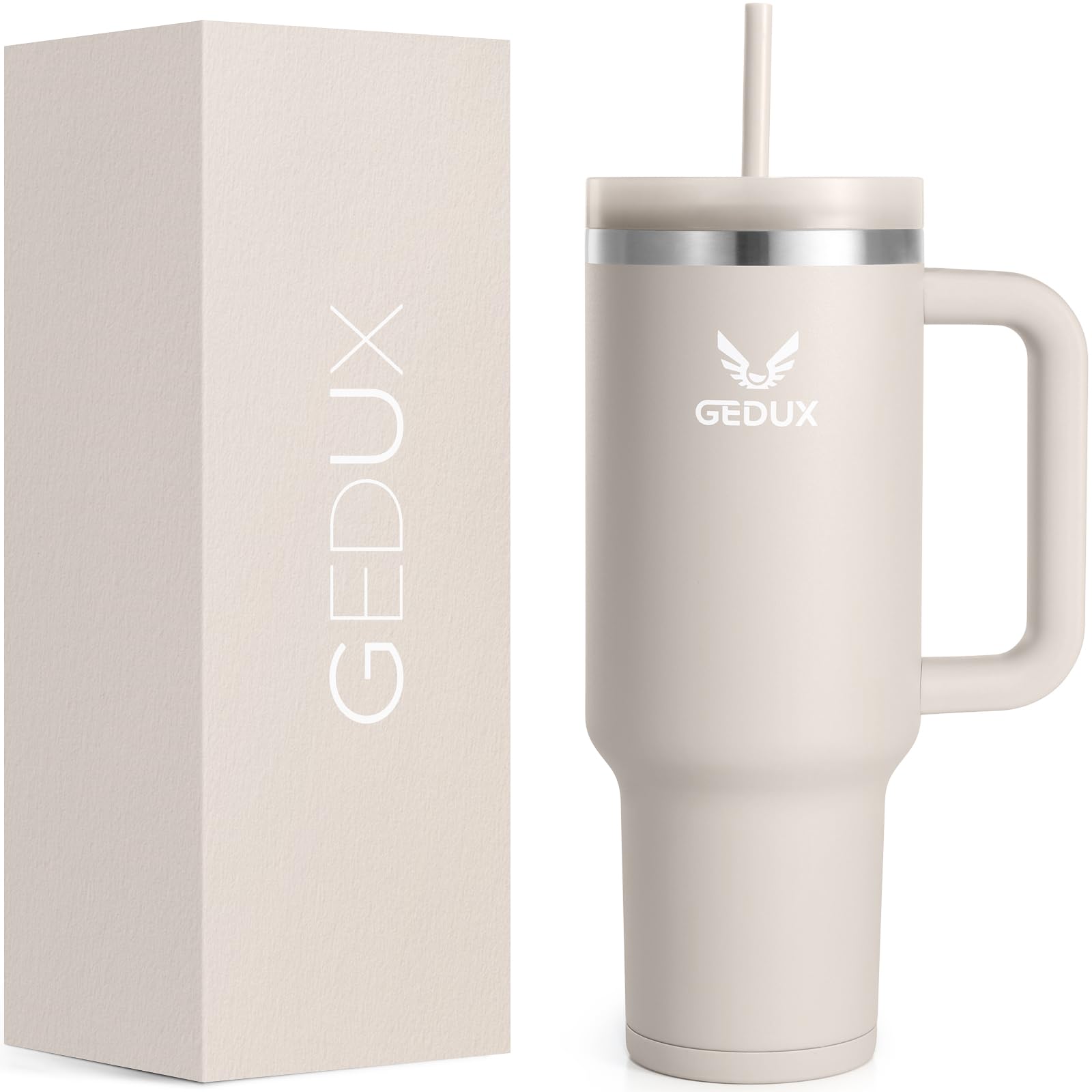 Gedux Thermobecher (900ml) | 2-in-1 Edelstahl Trinkflasche mit Strohhalm