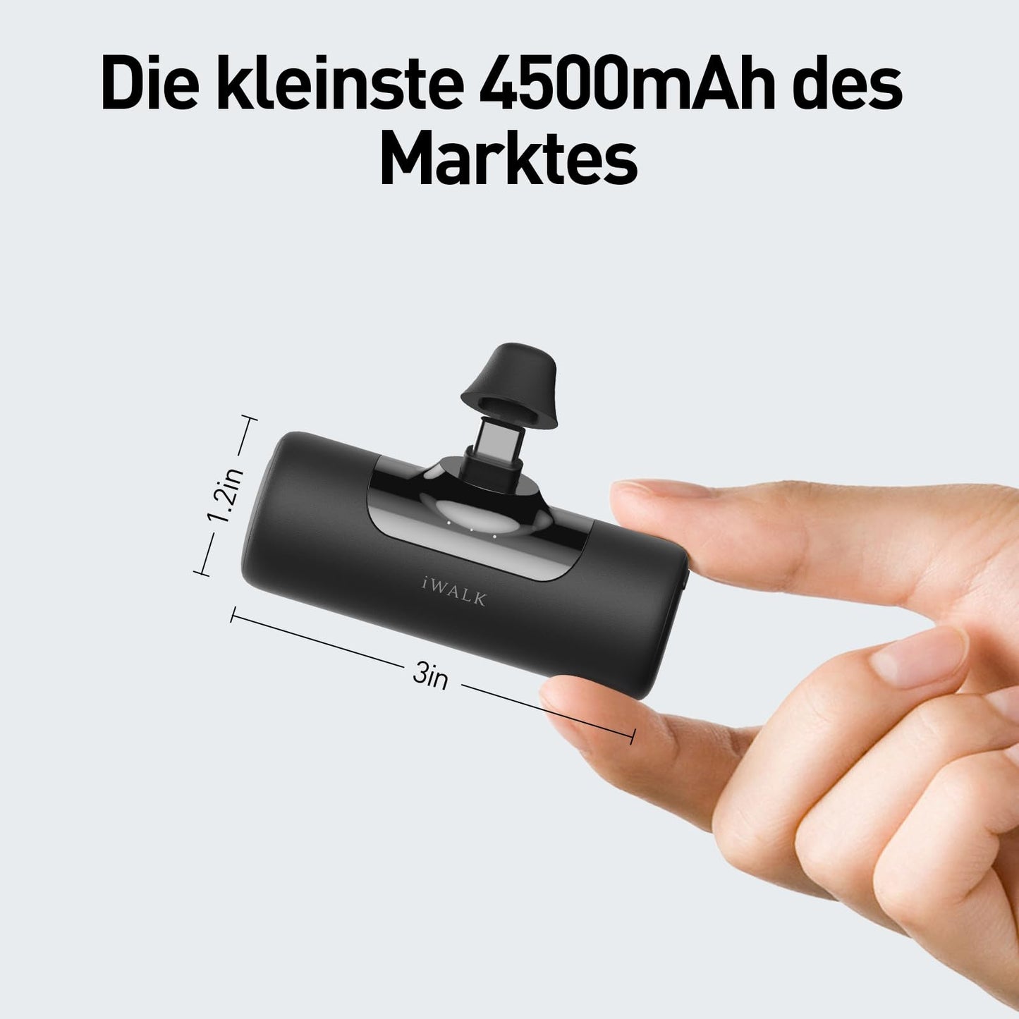 iWALK Mini-Powerbank (4500mAh) mit USB-C-Anschluss: Kompatibel mit iOS & Android-Geräte