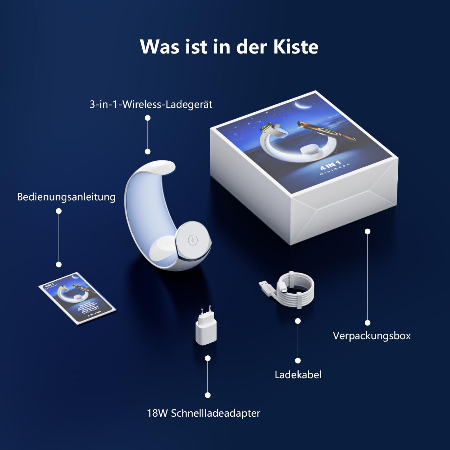 3-in-1 Ladestation mit RGB-Licht für iPhone, Watch & AirPods