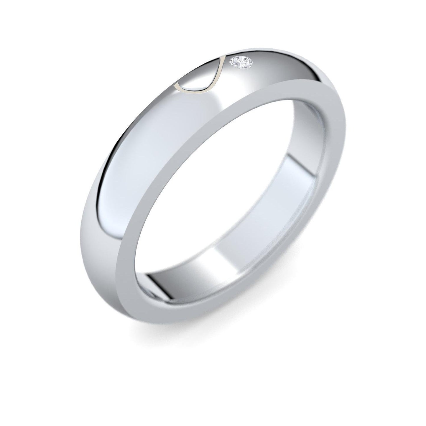 AMOONIC engagement rings (pair) silver 925 with zirconia 'FREE case with 2 hearts' (white gold-platinum look)