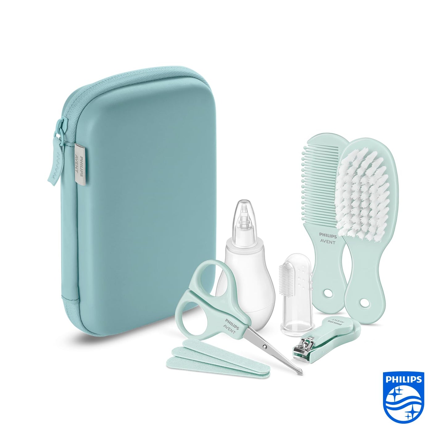Philips Avent Babypflege Starter-Set mit 9 Zubehörteilen inkl. Nasensauger und Fingerzahnbürste