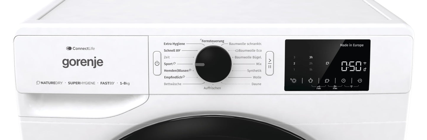 Bundle of Gorenje (WPAM84A1T) '8kg' Waschmachine mit Dampffunktion + Gorenje (DPNE82/GN) '8kg' Trockner mit Wärmepumpe