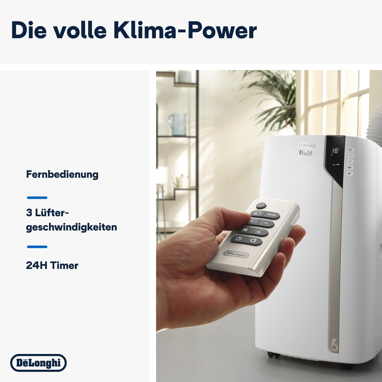 De'Longhi 'Pinguino PAC EX93' Klimagerät mit Abluftschlauch: Whisper Technology