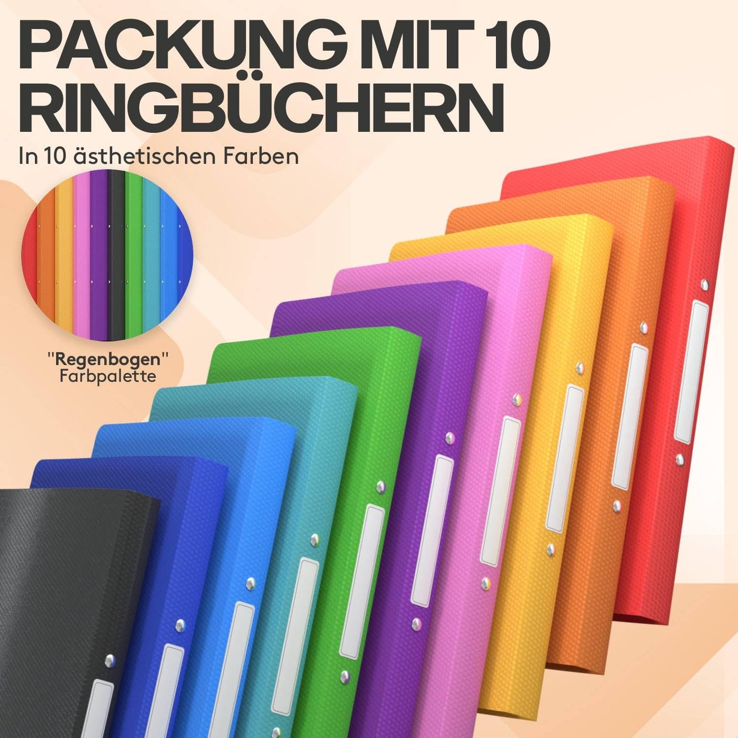ACROPAQ Ringbücher in A4-Format mit Rückenetiketten (10 Stück): Schulmappen