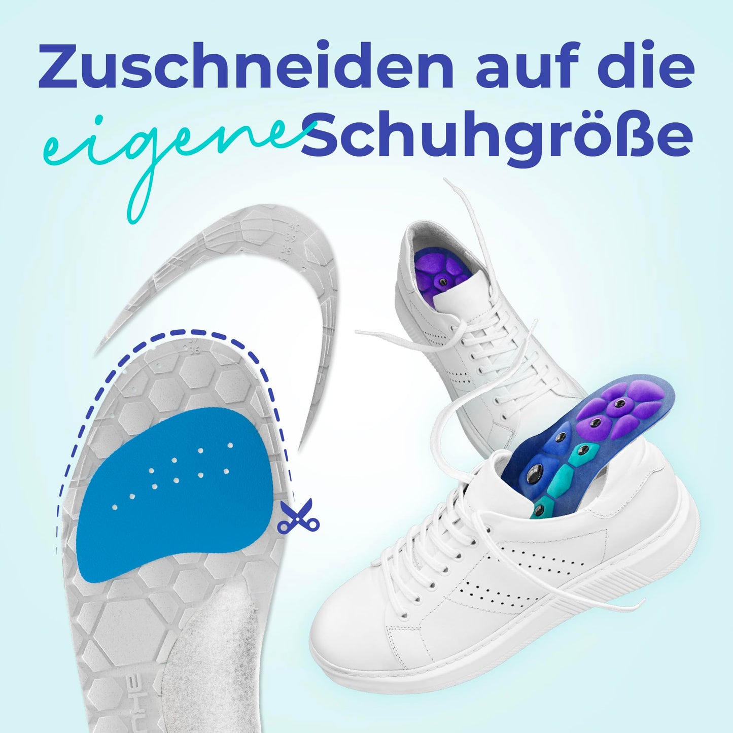 Akusoli magnetic insoles against heel spurs & flat feet: Can be cut to size