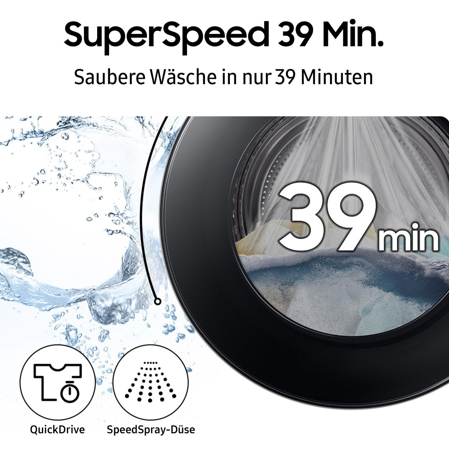 Samsung (WF90F09C4SU2) 'Bespoke AI' Waschmaschine (9kg): SmartThings Energy Mode, Ecobubble, SuperSpeed