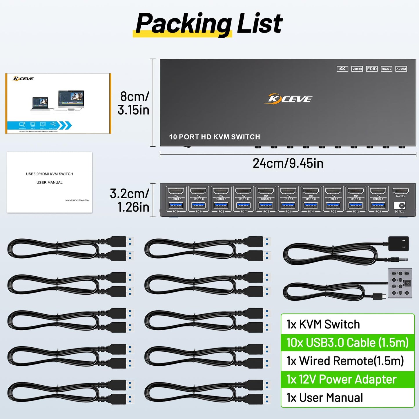 MLEEDA 10-Port HDMI KVM Switch: Professionelle Kontrolle für mehrere PCs mit nur einem Monitor