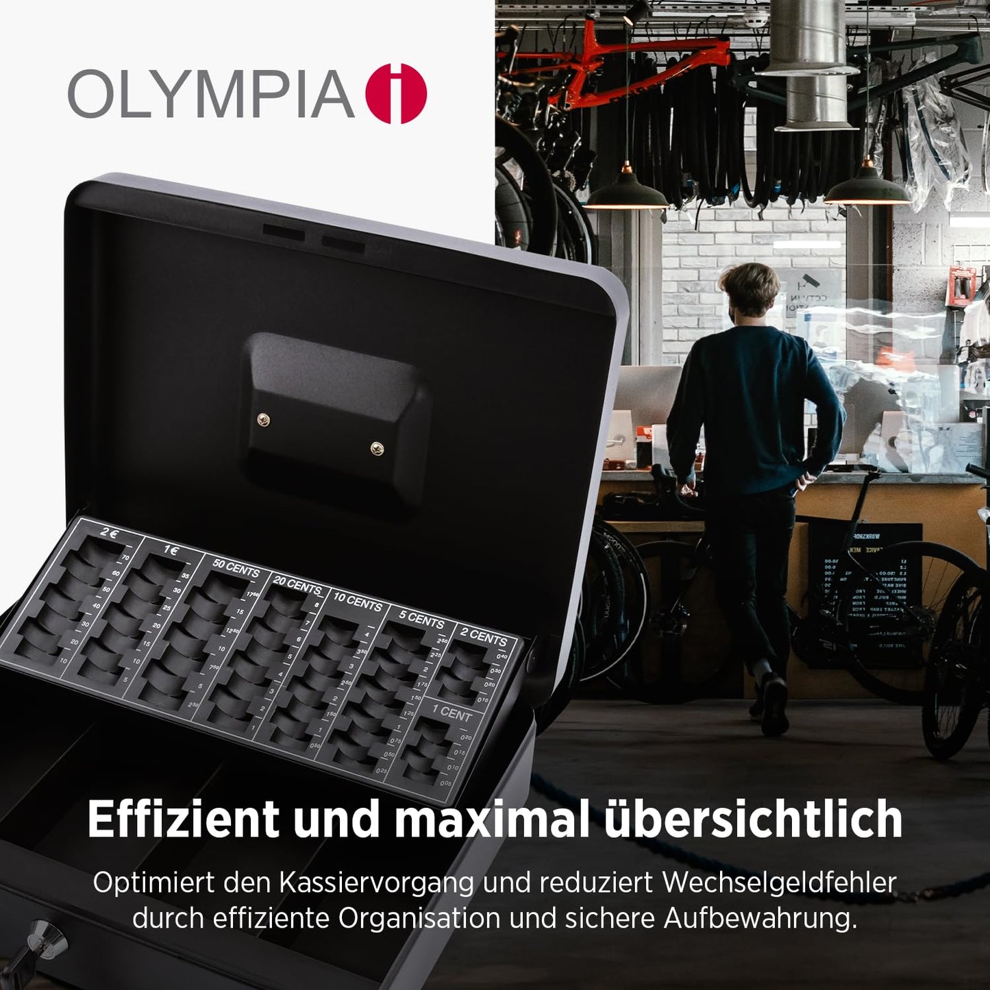 Olympia (6031 CB 770 Plus) Geldkassette: Abschließbar mit Schlüssel & Münzzählbrett inkl. Falschgeldprüfer