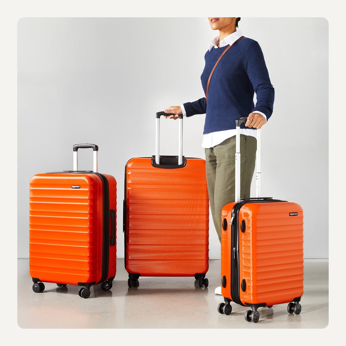 AMAZON BASICS Hartschalen Reisekoffer-Set (3-teilig): Orange