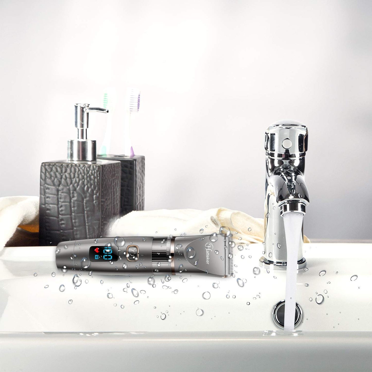 HATTEKER 3-in-1 Profi Haarschneidemaschine mit Barttrimmer, Präzisionstrimmer