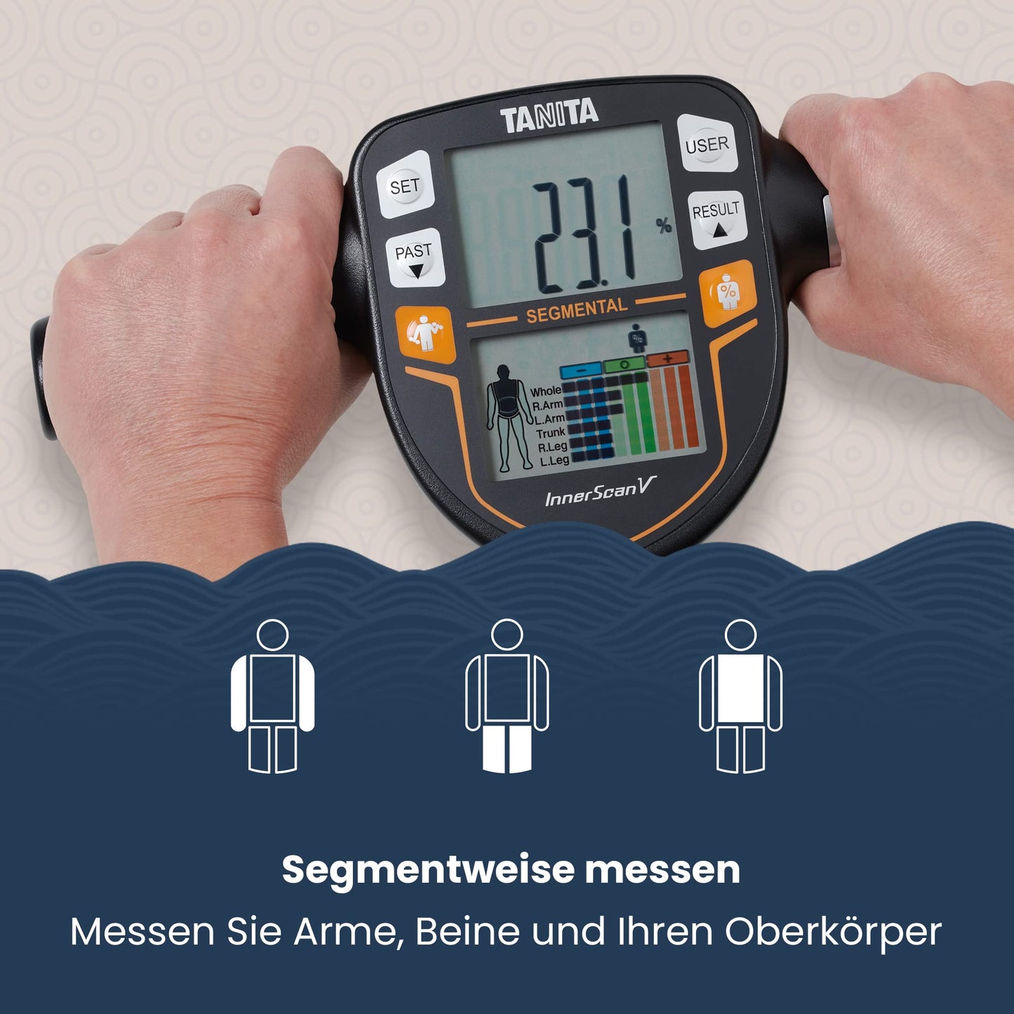 TANITA (BC-545N ) Segment-Körperzusammensetzungswaage: On-Screen Messwerte