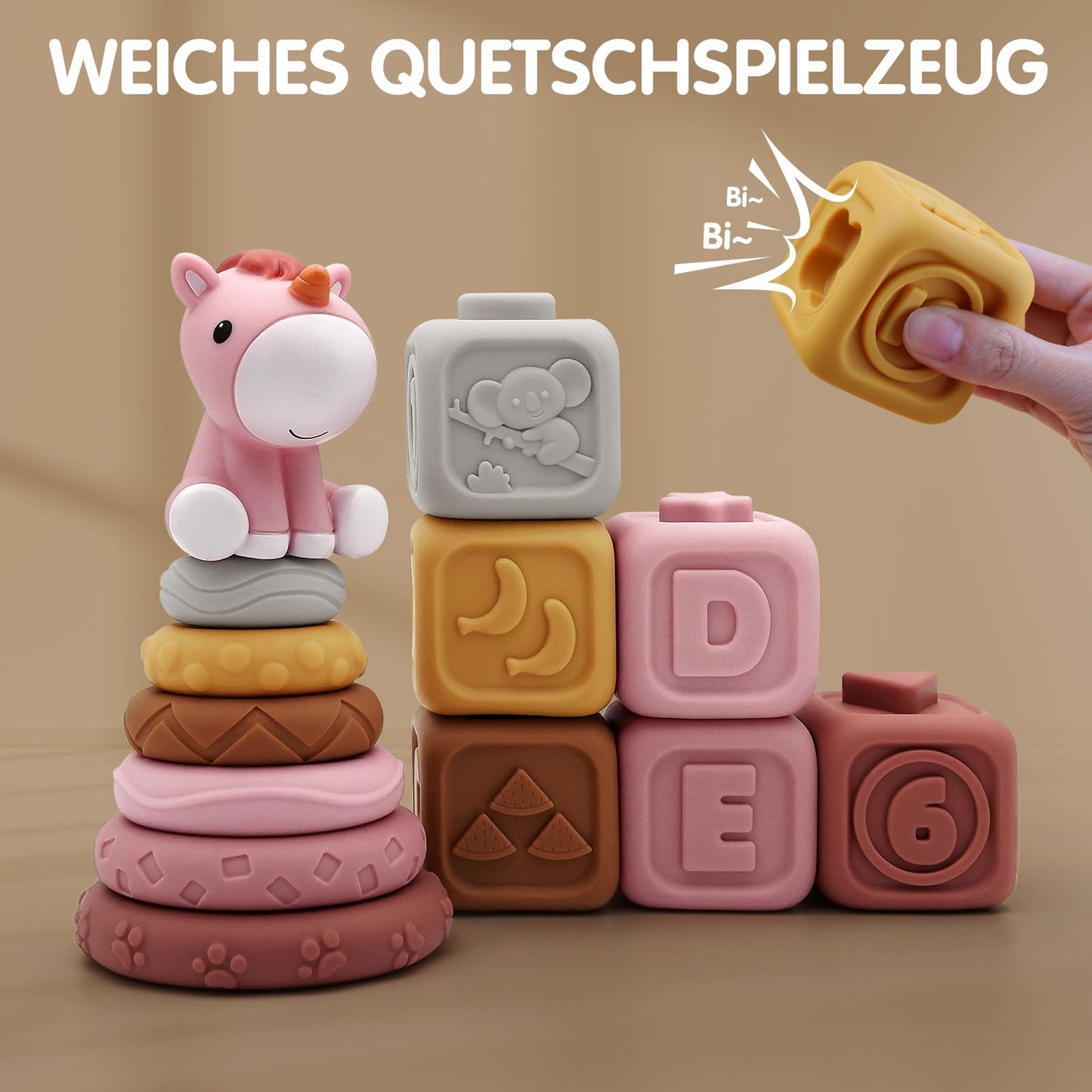 Baby teething toys (13 pieces): building circles and blocks, stacking & nesting