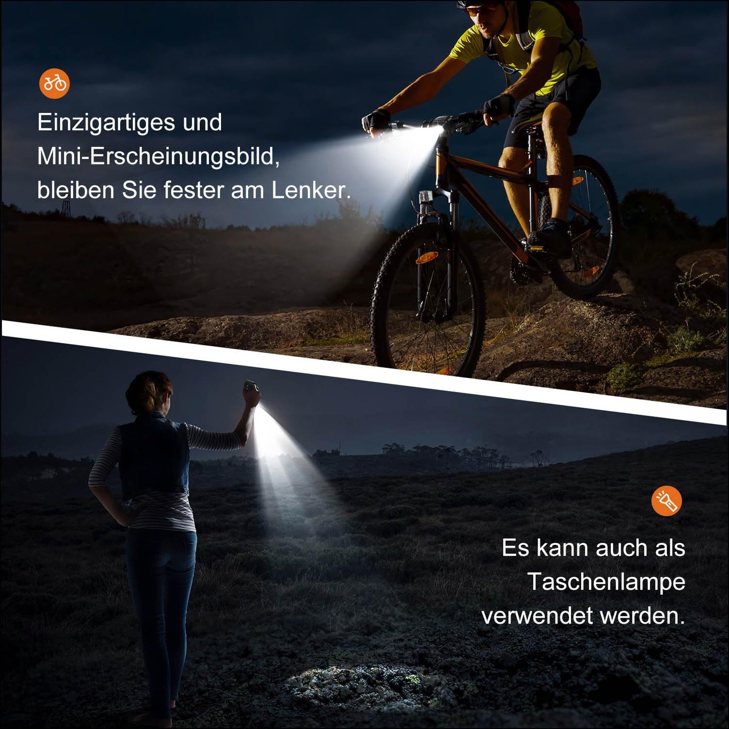 Antimi bicycle light set: LED IPX5 front and rear light, USB Type-C