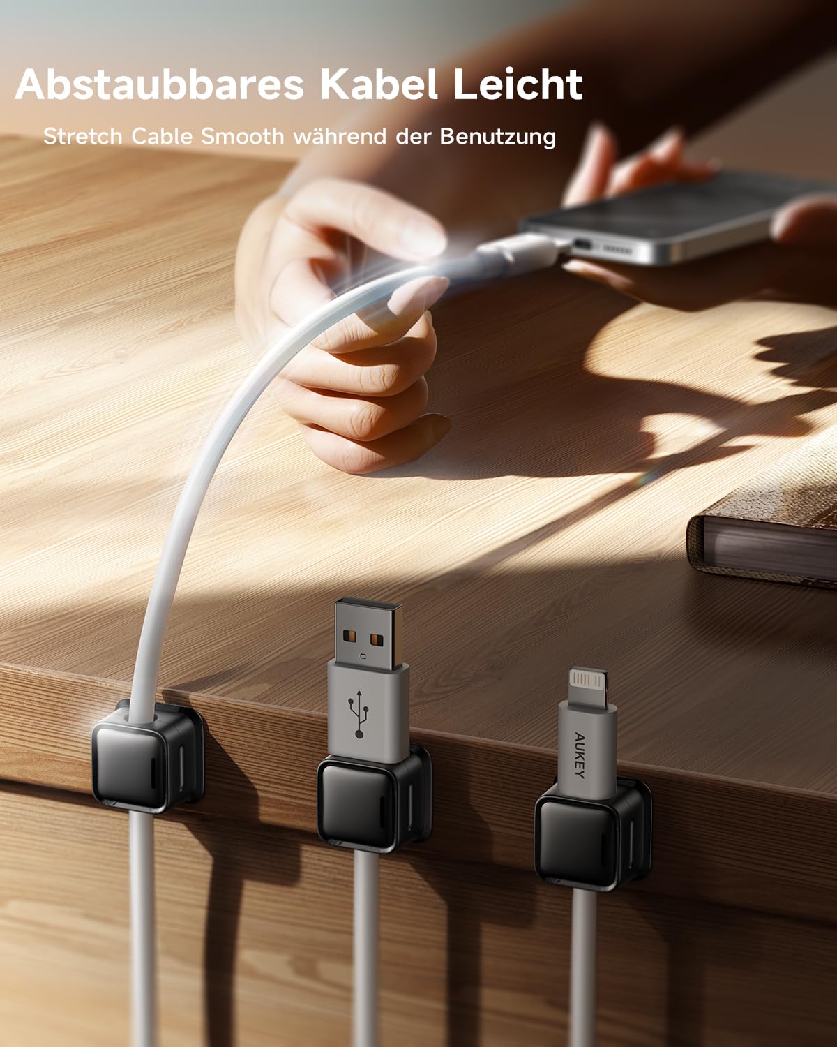 smofish Cable Clips (8-Pack): Magnetic Desk Cable Organizer, Strong Adhesive