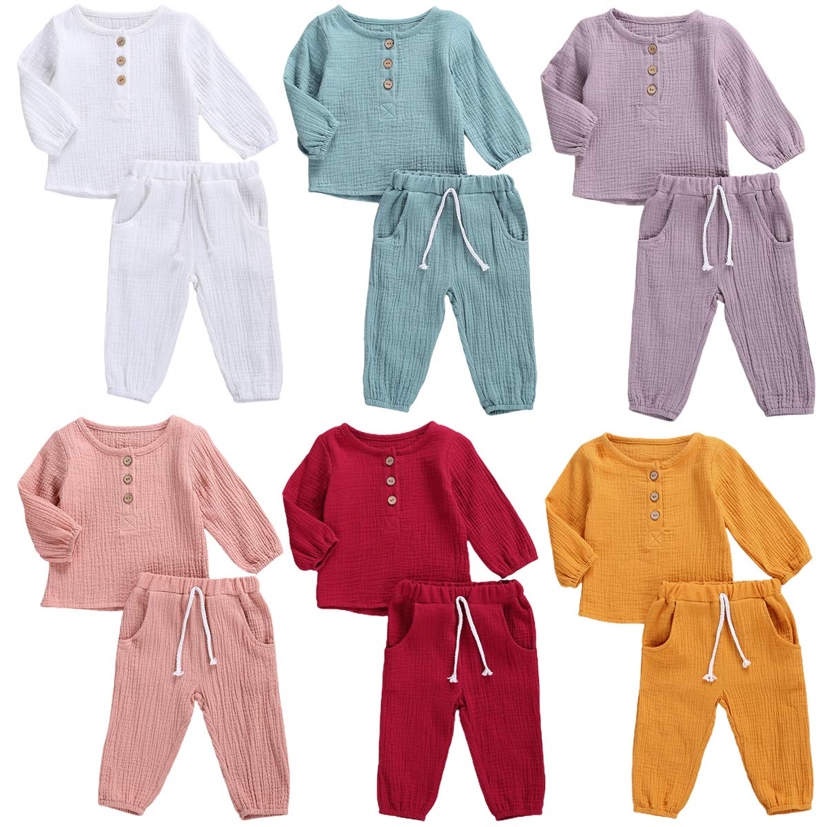 Zweiteiler Babykleidung-Set für Jungen & Mädchen: Weiches Outfit mit T-Shirt + Hose