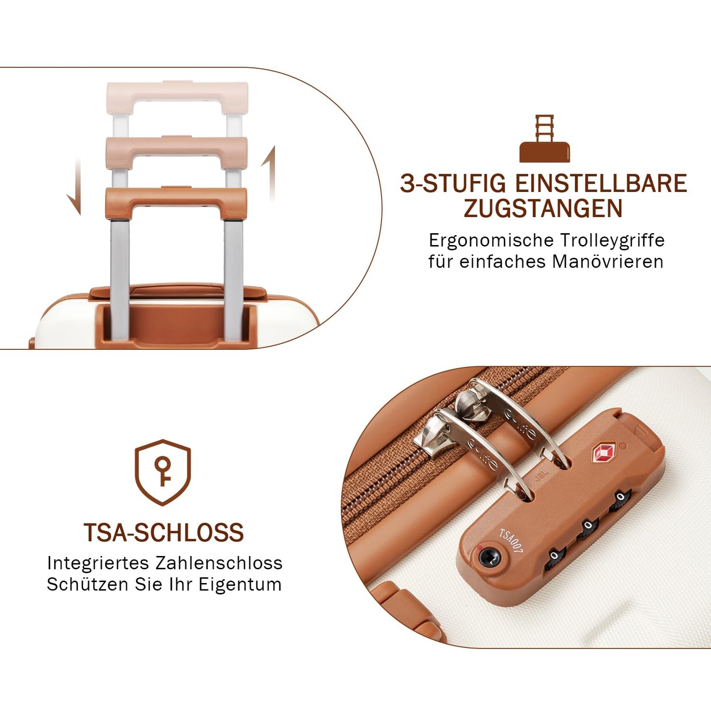 COOLIFE Hartschalen Reisekoffer-Set (3-teilig) mit TSA-Schloss & Teleskopgriff (Dunkelgrün)
