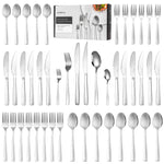 Deleca stainless steel cutlery set for 12 people (72 pieces): Dishwasher safe, silver table cutlery for home