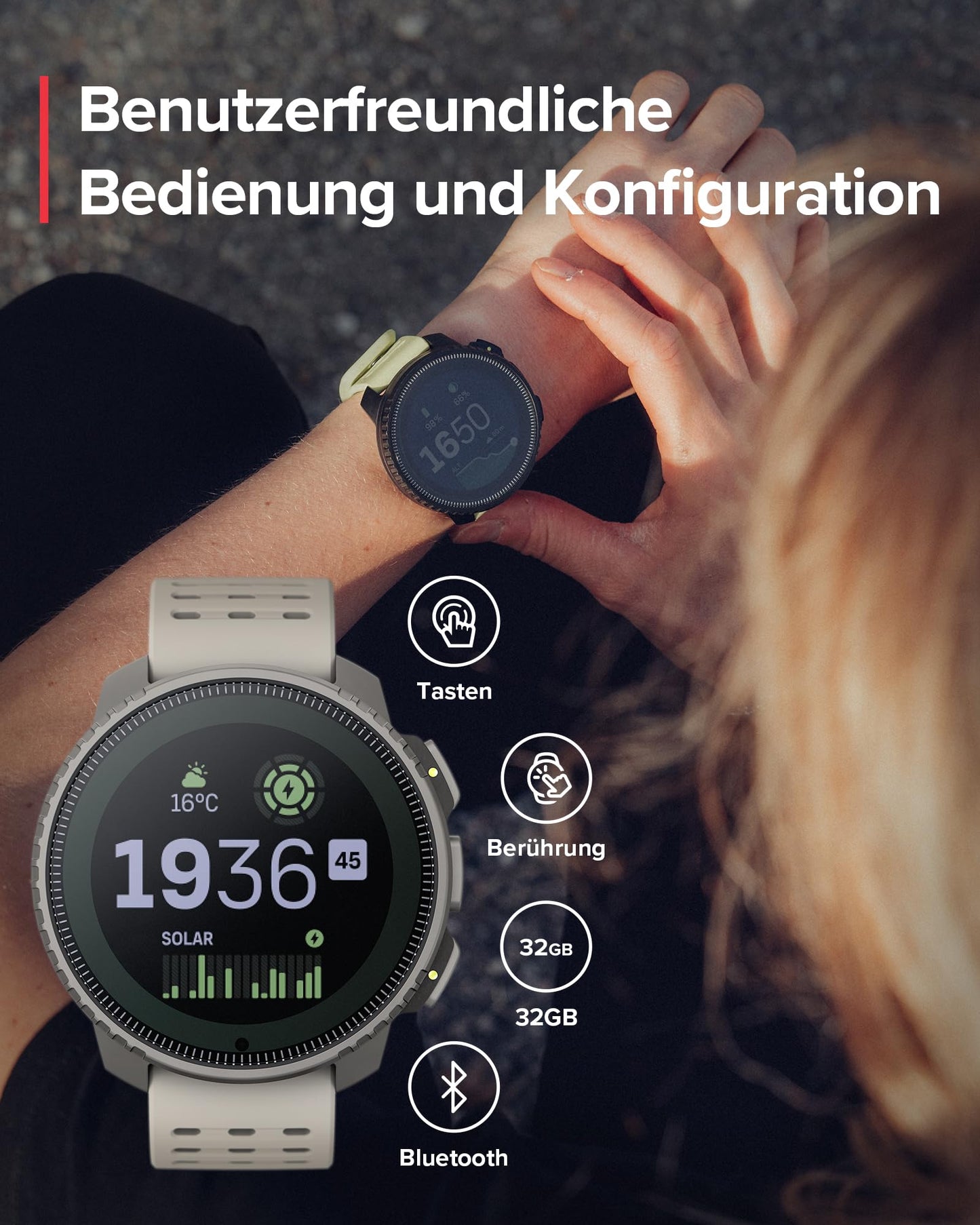 SUUNTO Vertical Abenteueruhr: Zweifrequenz GPS, Solar, Offline-Navigation, 65 Tage Akku, bis 100m