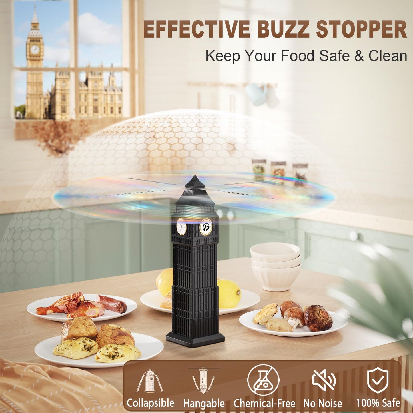 Fly Swatter, 4 Pack Fly Repeller Fly Repellent Fan, Fly Fan Foldable and Hangable Insect Repellent Insect Repellent Fan with Holographic Blades