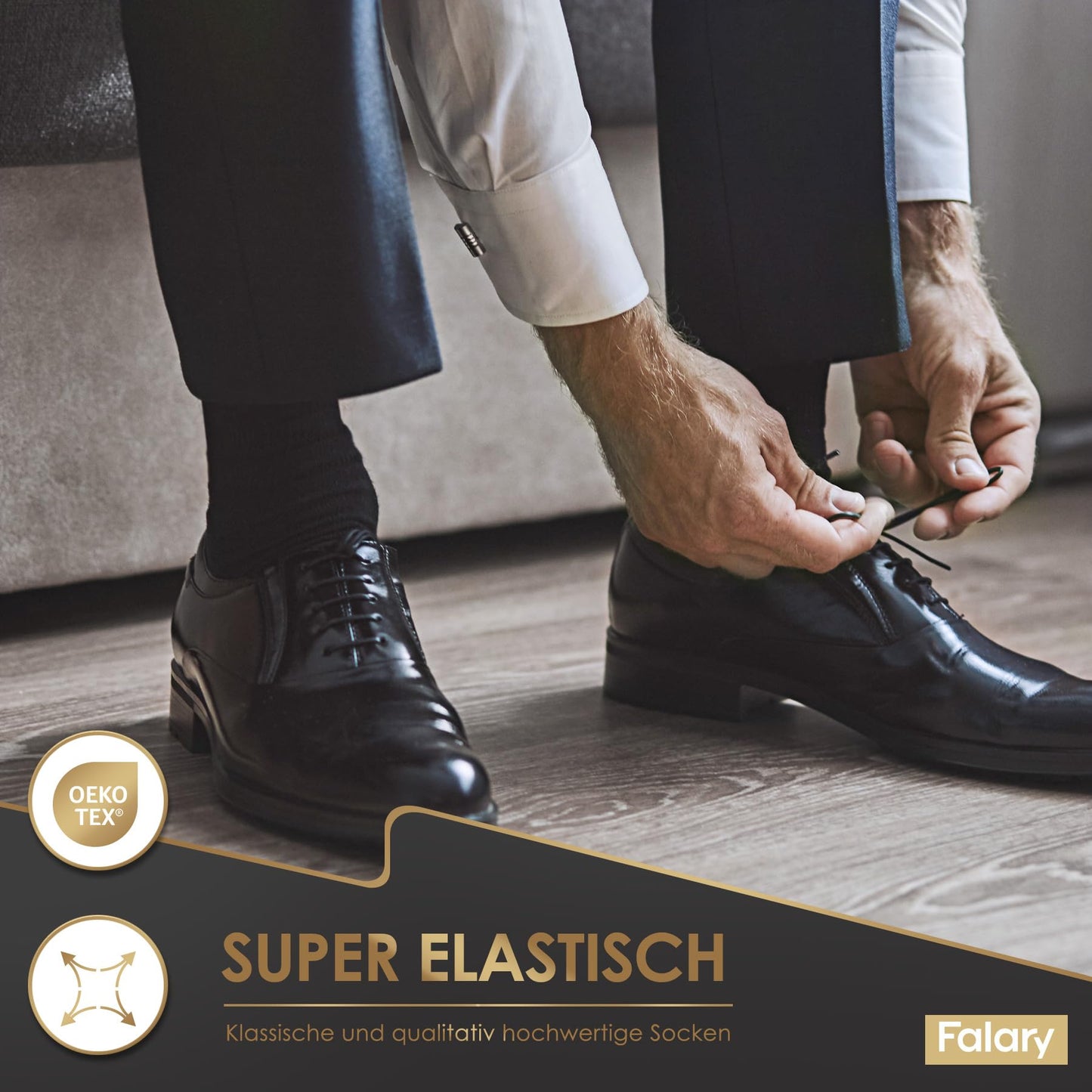 FALARY Cotton Men's Socks in Black | Breathable Business Socks (12 Pairs)
