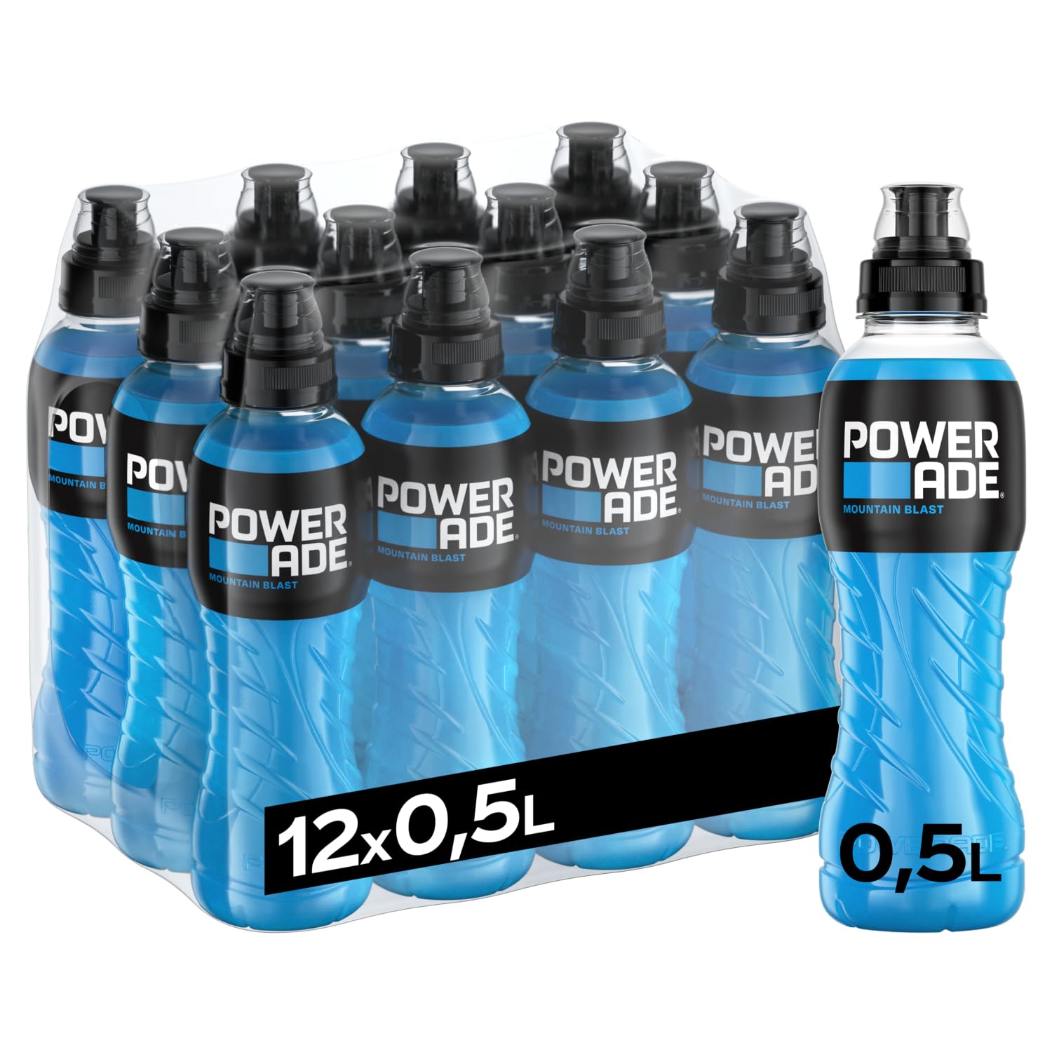 Powerade Sports - Mountain Blast (12x 500ml) | kalorienarmes Sportgetränk mit Fruchtmix-Geschmack