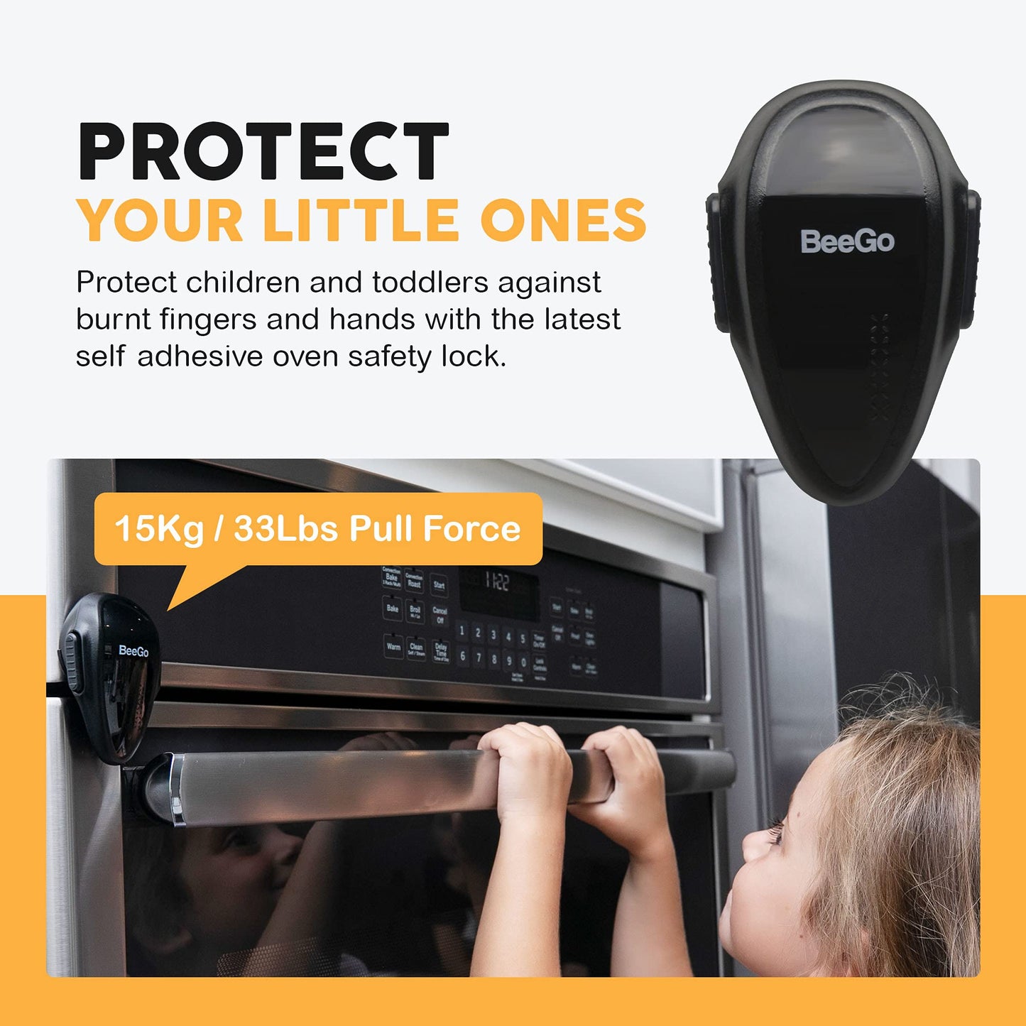 BeeGo® Backofen Kindersicherung für Babys & Kleinkinder: Einfache Installation (Schwarz)