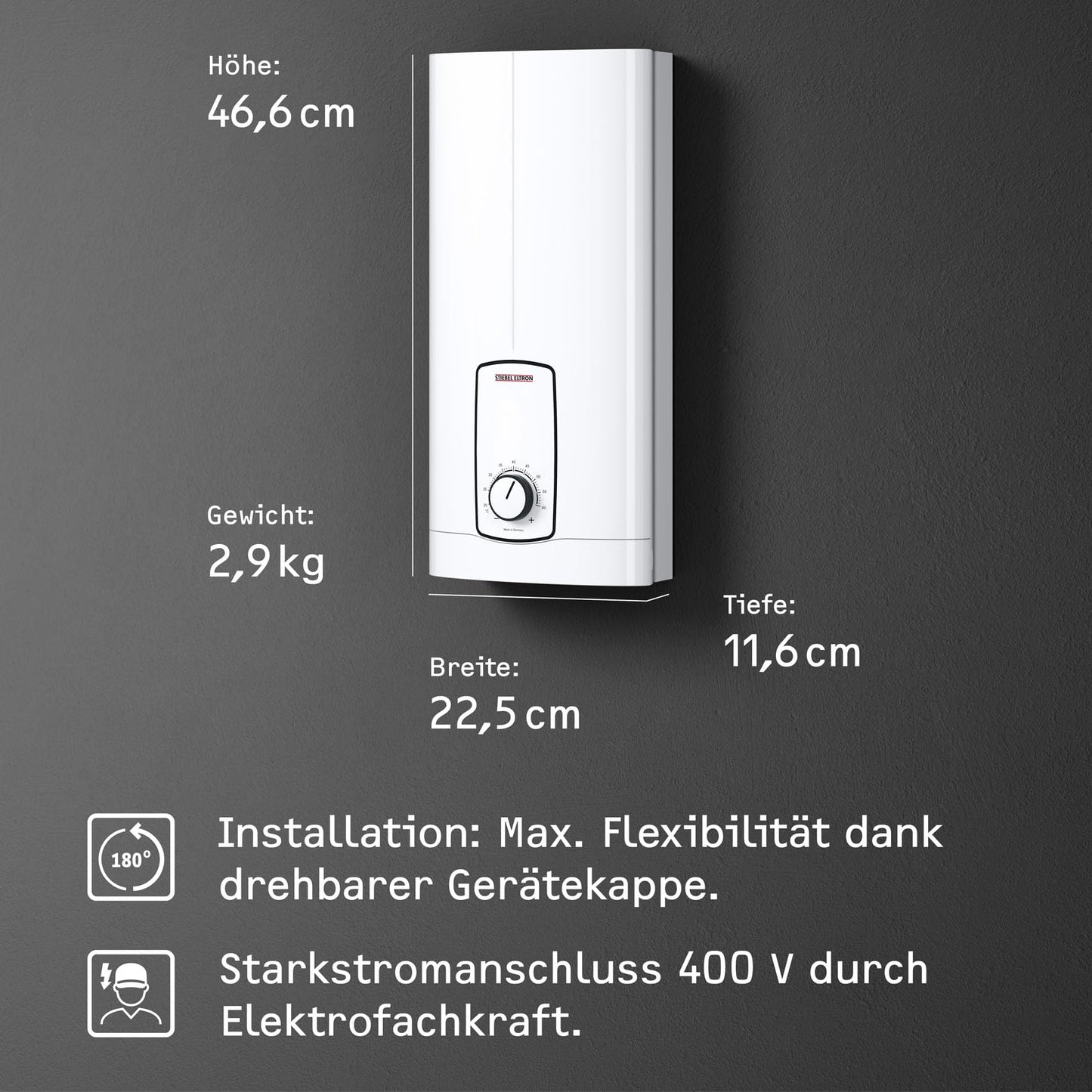 STIEBEL ELTRON Electronic instantaneous water heater for kitchen and bathroom: Energy-saving