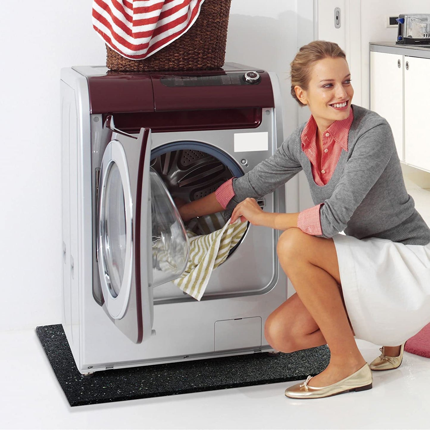 Floordirekt Antivibrationsmatte (60x60cm) | Gummimatte für Waschmaschine, Schallschutz