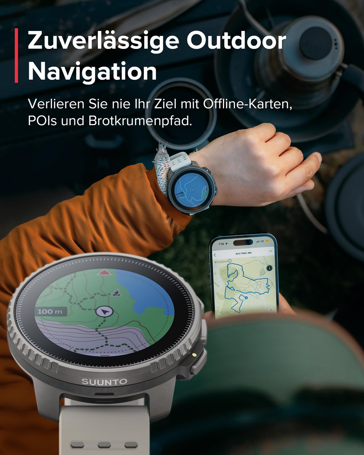 SUUNTO Vertical Abenteueruhr: Zweifrequenz GPS, Solar, Offline-Navigation, 65 Tage Akku, bis 100m