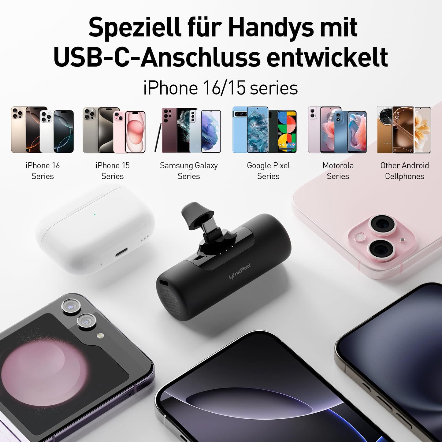 iWALK Mini-Powerbank (4500mAh) mit USB-C-Anschluss: Kompatibel mit iOS & Android-Geräte