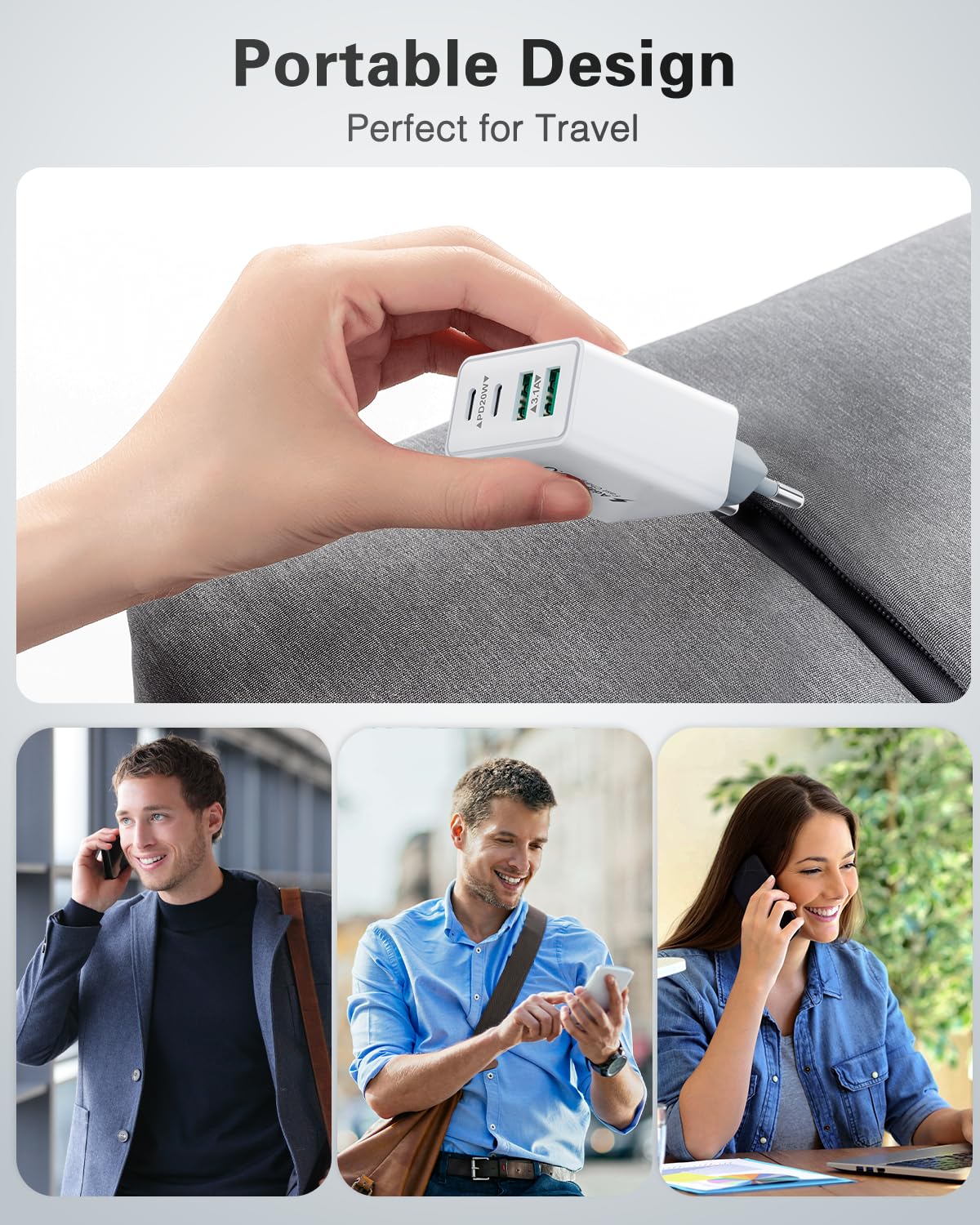 USB-C Charger (40W) 4-Port Fast Charger for iPhone, iPad, Samsung and more