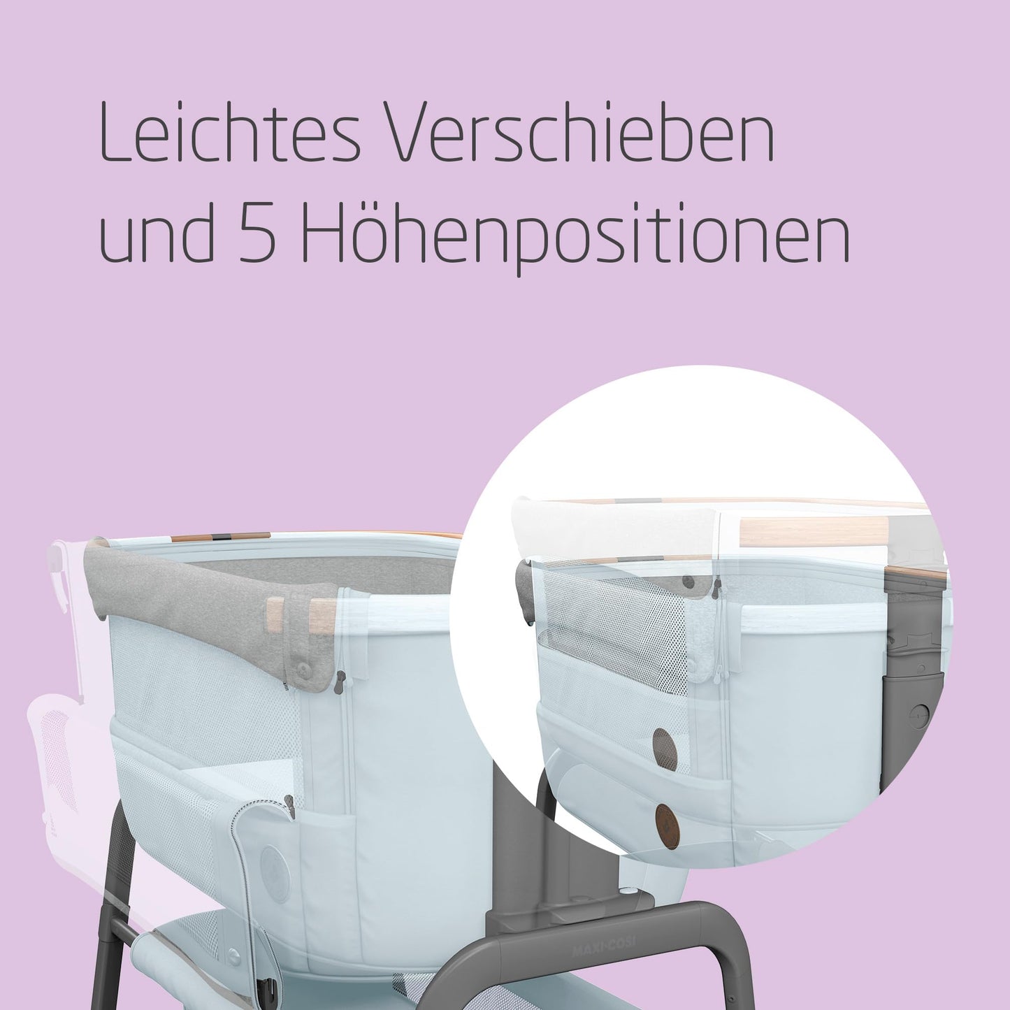 Maxi-Cosi Iora Beistellbett Baby: Faltbares Co-Sleeper, 0-6 Monate, max. 9kg, 4 Neigungs- und 5 Höhenstufen