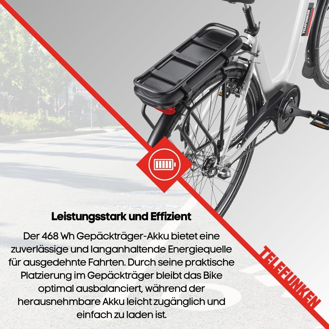 TELEFUNKEN (RC835) multi-talented e-bike for women: front motor, 3-speed, V-brakes