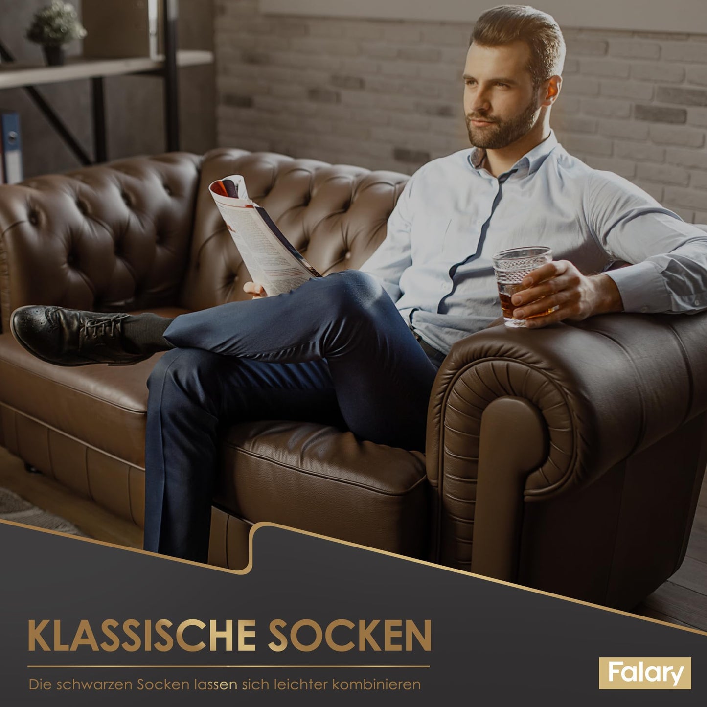 FALARY Cotton Men's Socks in Black | Breathable Business Socks (12 Pairs)