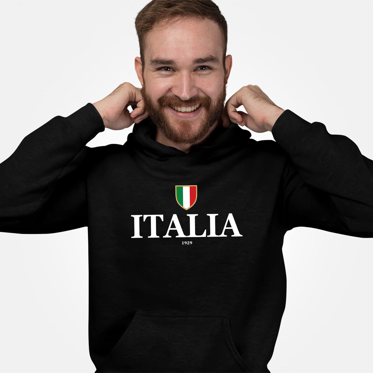 ITALIA men's hoodie with Italian flag in royal blue