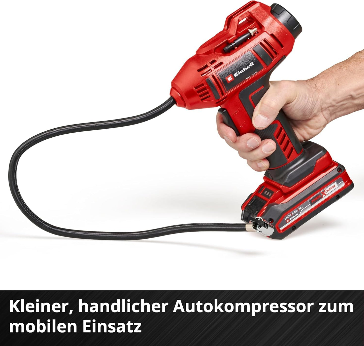 Einhell Akku-Autokompressor CE-CC 18 Li-Solo Power X-Change (18V, max. 11 bar, 60cm Druckluftschlauch)